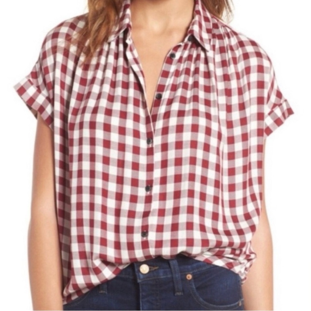 Madewell Central Oversized Drape Top in Gingham Check